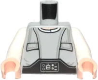 Torso SW Pocket-Vest with Gray Wrinkles and Techno-Buckle Pattern &#40;Lobot&#41; / White Arms / Light Nougat Hands