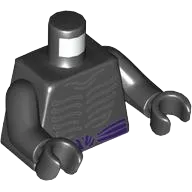 Torso Ninjago Skeleton Ribs Gray and Dark Purple Waist Sash Pattern and Gray Muscles Outline on Back / Black Arms / Black Hands
