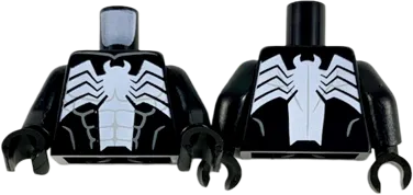 Torso Spider-Man Dark Bluish Gray Muscles Outline with White Wide Spider Front and Back Pattern &#40;Venom&#41; / Black Arms / Black Hands