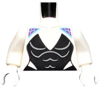 Torso Female Black Bodysuit with Deep V Neck, Magenta Shoulders with Medium Azure Webbing Pattern / White Arms / White Hands