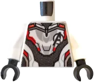 Torso Armor with Black Avengers Logo and Panel with Silver Dots, Red and Light Bluish Gray Trim Pattern / White Arms / Black Hands