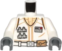 Torso SW Hoth Rebel Vest with ID Badge, Utility Belt, Large Buckle and Tan Scarf Pattern / White Arms / Dark Bluish Gray Hands