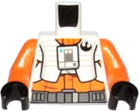 Torso SW Pilot, Orange Jumpsuit with White Vest and Front Panel, Black Rebel Logo Pattern / Orange Arms / Black Hands
