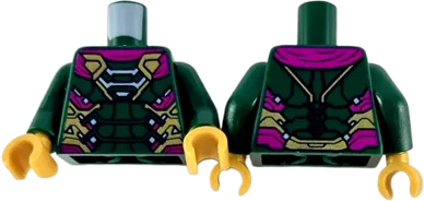 Torso Armor with Gold, Silver and Magenta Trim Pattern / Dark Green Arms / Pearl Gold Hands