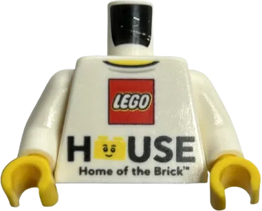 Torso LEGO Logo 'HOUSE Home of the Brick' Pattern / White Arms / Yellow Hands