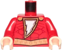 Torso Muscles Outline with Pearl Gold Cape Clasps, Lightning Bolt and Belt Pattern / Red Arms / Light Nougat Hands
