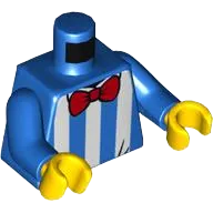 Torso White Vertical Stripes and Red Bow Tie Pattern / Blue Arms / Yellow Hands