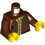 Torso Jacket with Gold 'CP', Dark Brown Patch and Trim, Yellow Neck and Tan Button Up Shirt Pattern / Reddish Brown Arms / Yellow Hands