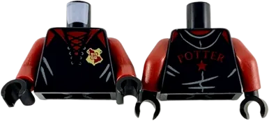 Torso Jacket with Dark Red Collar, Shoulders and Gryffindor Badge Pattern / Dark Red Arms / Black Hands