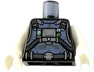 Torso Armor with Sand Blue Highlights, Dark Bluish Gray Hoses, Silver Gear and Buckle Pattern / White Arms / White Hands