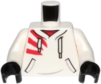 Torso Hoodie with White Laces, Red Stripes and Pockets Pattern / White Arms / Black Hands