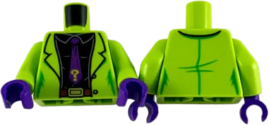Torso Jacket, Black Shirt and Dark Purple Tie with Lime Question Mark Pattern / Lime Arms / Dark Purple Hands