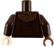 Torso Robe Over Tunic with Medium Nougat Stripes Pattern / Dark Brown Arms / Light Nougat Hand Left / Reddish Brown Hand Right