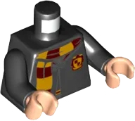 Torso Hogwarts Robe Clasped with Gryffindor Shield and Scarf Pattern / Black Arms / Light Nougat Hands