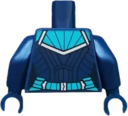 Torso Female Outline, Suit with Silver Star and Dark Turquoise Panels and Belt Pattern / Dark Blue Arms / Dark Blue Hands