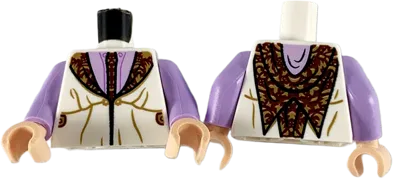 Torso Robe with Reddish Brown and Dark Tan Tie and Lapels, Lavender Shirt Pattern / Lavender Arms / Light Nougat Hands