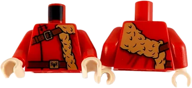 Torso Medium Nougat Fur Stole, Reddish Brown Shoulder Strap and Belt with Gold Buckles Pattern / Red Arms / Light Nougat Hands
