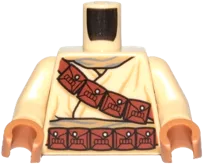 Torso SW Tusken Raider with Reddish Brown Diagonal Belt with Pouches Pattern / Tan Arms / Medium Nougat Hands
