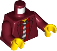 Torso Jacket with Red Striped Undershirt and Black and White Tie Pattern / Dark Red Arms / Yellow Hands