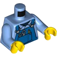 Torso Mechanic Overalls with Silver Wrenches and Fasteners, Yellow Pen, and Dark Blue Undershirt Pattern / Medium Blue Arms / Yellow Hands