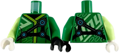 Torso Robe with Lime Hems, Black Straps Pattern / Green Arm Left / Yellowish Green Arm Right / Black Hand Left / White Hand Right