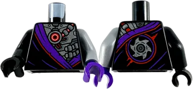 Torso Robe with Dark Purple Hem and Silver Robot Armor Pattern / Flat Silver Arm Left / Black Arm Right / Dark Purple Hand Left / Black Hand Right