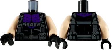 Torso Armor, Dark Purple Panels, Dark Bluish Gray Suspenders and Belts with Silver Buckles Pattern / Light Nougat Arms / Black Hands