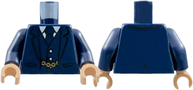 Torso Suit Jacket Unbuttoned, Vest, Tie and Gold Chain Pattern / Dark Blue Arms / Light Nougat Hands
