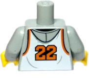 Torso White Tank Top with Orange Number 22 on Front and Back, &#39;SQUIDS&#39; and Dark Azure Squid Pattern / Light Bluish Gray Arms / Yellow Hands
