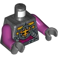 Torso Mechanical Armor, Ironclad Logo, Silver Plates, Tubes and Magenta Stomach Pattern / Magenta Arms / Dark Bluish Gray Hands