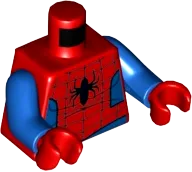 Torso Spider-Man Costume 11 Black Spider, Dark Red Webbing, Blue Vest and Belt Pattern / Blue Arms / Red Hands