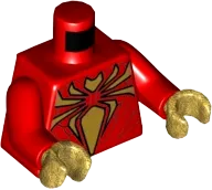 Torso Spider-Man Muscles Outline with Black Outlined Gold Spider Pattern &#40;Iron Spider&#41; / Red Arms / Pearl Gold Hands