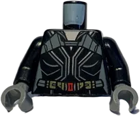 Torso Female Outline, Black Suit with Gray and Silver Lines, Gold Belt with Red Buckle Pattern / Black Arms / Dark Bluish Gray Hands