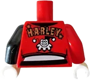 Torso Female Outline, Black And Red Open Jacket with 'HARLEY' on Back, Stars and Corset Pattern / Black Arm Left / Red Arm Right / White Hands