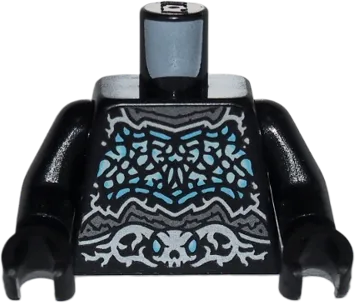 Torso Medium Azure Armor and Silver Ghost Skull Belt Pattern / Black Arms / Black Hands
