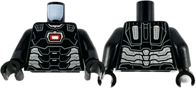Torso Armor, Dark Bluish Gray Panel Lines, Red Arc Reactor and Silver Trim Pattern / Black Arms / Black Hands