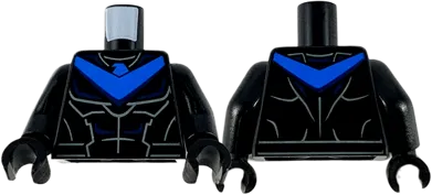 Torso Armor, Blue Chevron with Bird Head, Dark Blue and Light Bluish Gray Muscle Contours Pattern / Black Arms / Black Hands