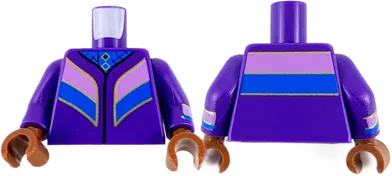 Torso Blue Robe and Medium Lavender Panels Pattern / Dark Purple Arms with Medium Lavender, Blue and Gold Cuffs Pattern / Reddish Brown Hands