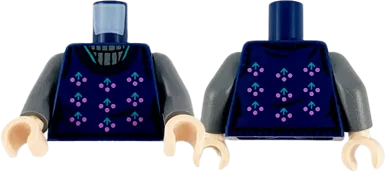 Torso Female Sweater with Dark Pink and Dark Turquoise Berries and Dark Bluish Gray Collar Pattern / Dark Bluish Gray Arms / Light Nougat Hands