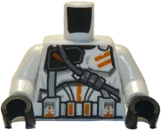 Torso SW Armor Clone Trooper with Orange Markings and Dark Bluish Gray Diagonal Belt Pattern / White Arms / Black Hands