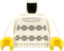 Torso Turtleneck Sweater with Knitted Dark Bluish Gray Snowflakes Pattern / White Arms / Yellow Hands