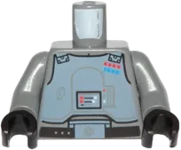 Torso Sand Blue Armor Breastplate, Gray Lines with Blue and Red General Insignia Pattern &#40;SW General Veers&#41; / Dark Bluish Gray Arms / Black Hands