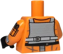 Torso SW Rebel Pilot with Angled Front Panel, Black and White Belts with Buckles on Back Pattern / Orange Arms with Pockets, 3 Bullets, Panel with Red and Blue Buttons Pattern / Black Hands