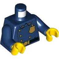 Torso Police Uniform Vintage, Gold Star Badge Logo, Buttons, Buckle and Black Belt Pattern / Dark Blue Arms / Yellow Hands