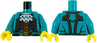 Torso Jacket with Gold Filigree Piping, White Ruffle and Dark Orange Vest Pattern / Dark Turquoise Arms / Yellow Hands