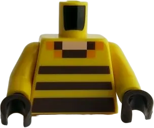Torso Pixelated Light Nougat Neck and Dark Brown Stripes Pattern / Yellow Arms / Dark Brown Hands