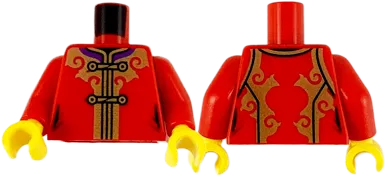 Torso Tang Jacket with Dark Purple Collar, Gold Trim and Ties Pattern / Red Arms / Yellow Hands