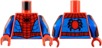 Torso Spider-Man Costume 12 Black Spider, Black Webbing, Blue Vest and Belt Pattern / Blue Arms with Red Patch and Black Webbing Pattern / Red Hands