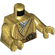 Torso Tunic over Layered White and Gold Robe, 2 Clasps and Gold Ninjago Logogram Pattern / Pearl Gold Arms / Pearl Gold Hands