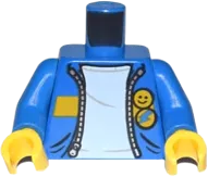 Torso Jacket with Gold Zipper, Yellow Stripe, Smiley Face and Lightning Bolt Buttons over White Shirt Pattern / Blue Arms / Yellow Hands